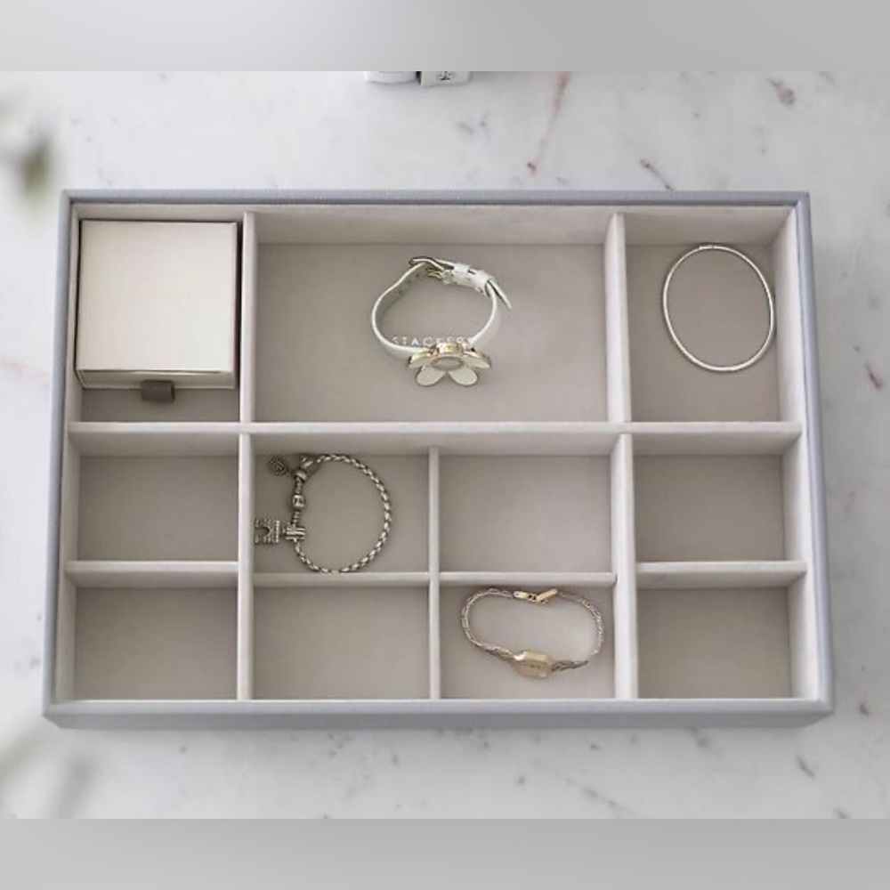 Stackers Supersize Deep 11-Section Jewelry Tray Pebble Grey NWT